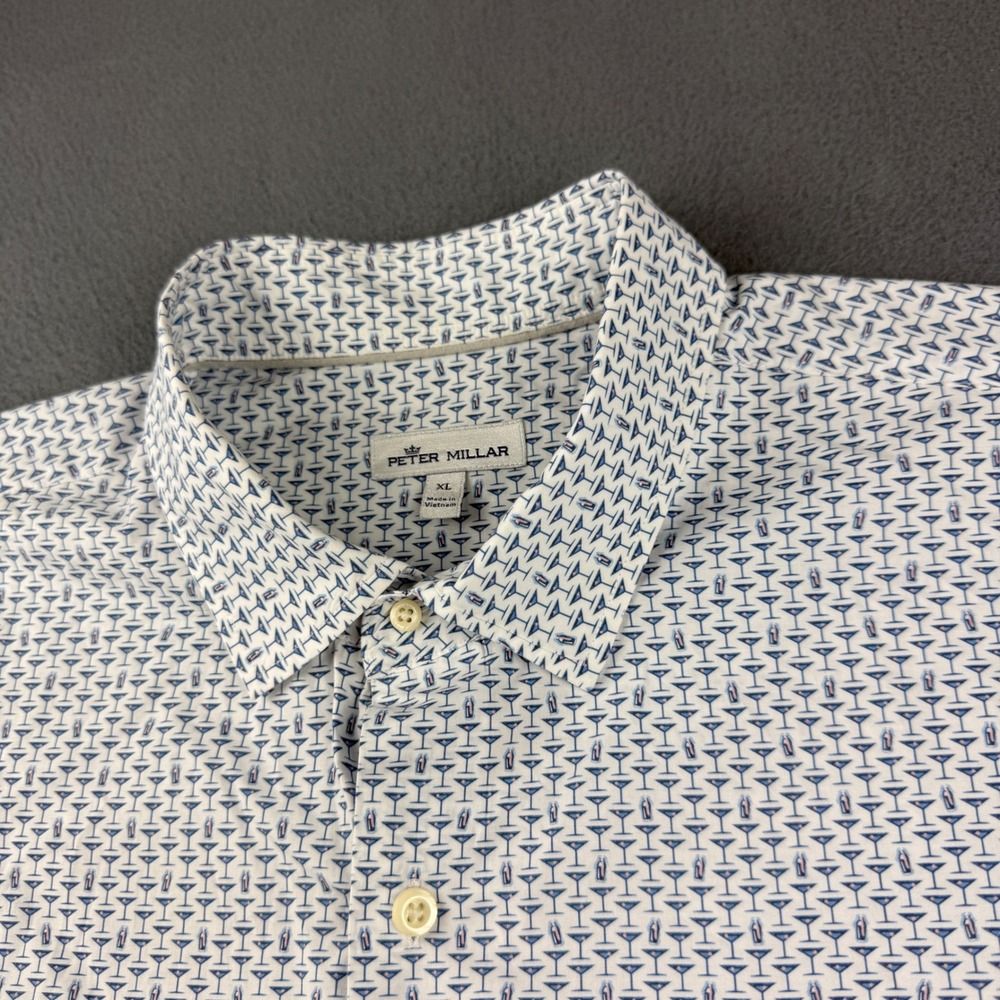 Peter Millar Shirt Men's XL Shaken Martini Alcohol Oxford Stretch Golf Crown